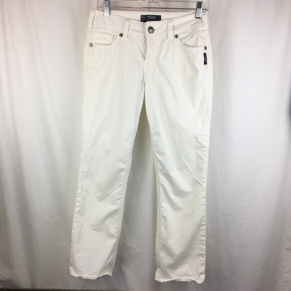 Silver Jeans White Suki Capri Cotton Jeans 27 - Picture 2 of 7